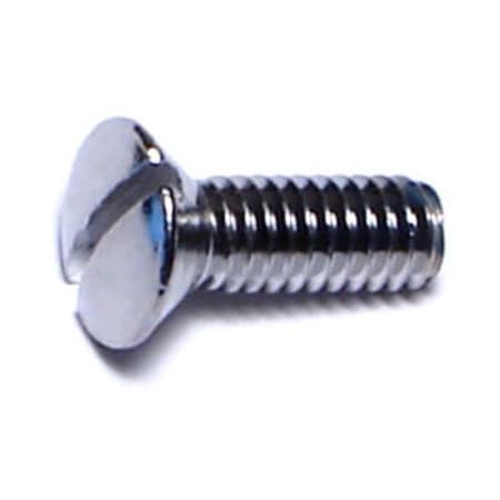 Midwest Fastener #8-32 x 1/2 in Slotted Oval Machine Screw, Chrome Plated Brass, 15 PK 70141